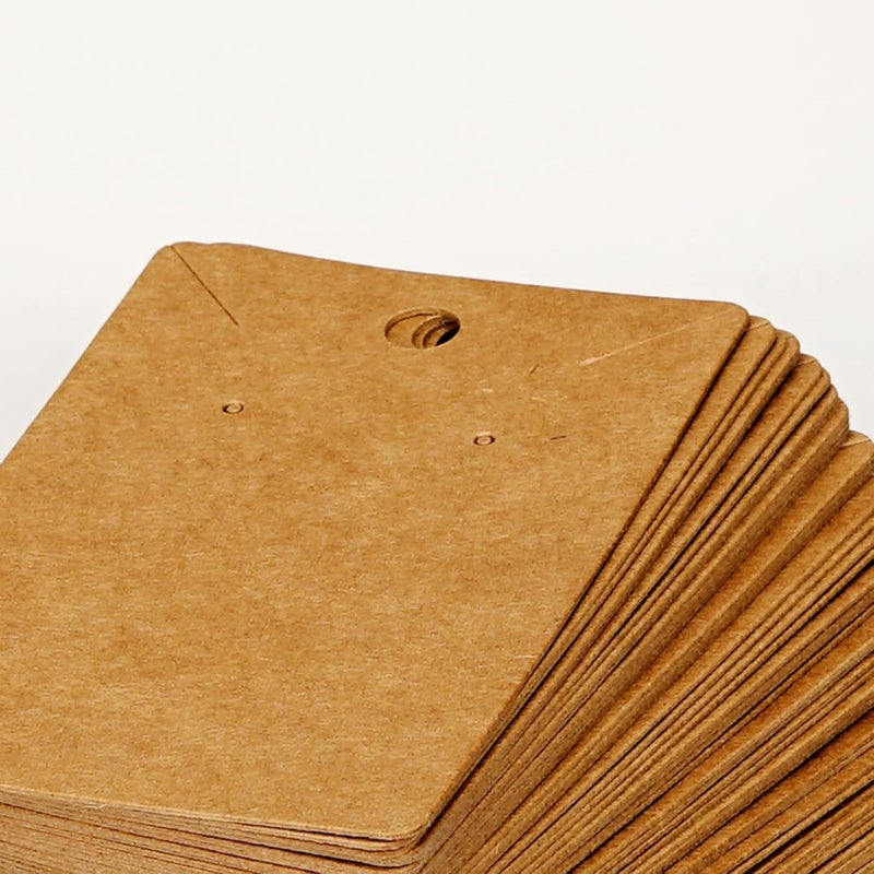 fuceury Earring Display Cards - 100 Pcs Earring Holder Cards with 200 Pcs Backs and 100 Jewelry Packaging for Necklace Jewelry Bags Kraft Color 3.5x2.4 Inches - Image 3